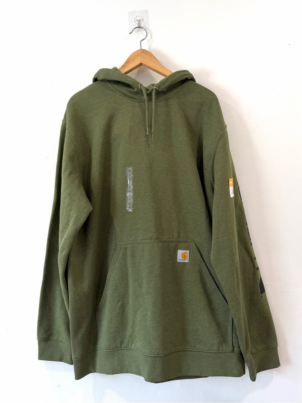 Carhartts Loose Fit Midweight Logo Sleeve Graphic Pullover Hoodies Mens Green